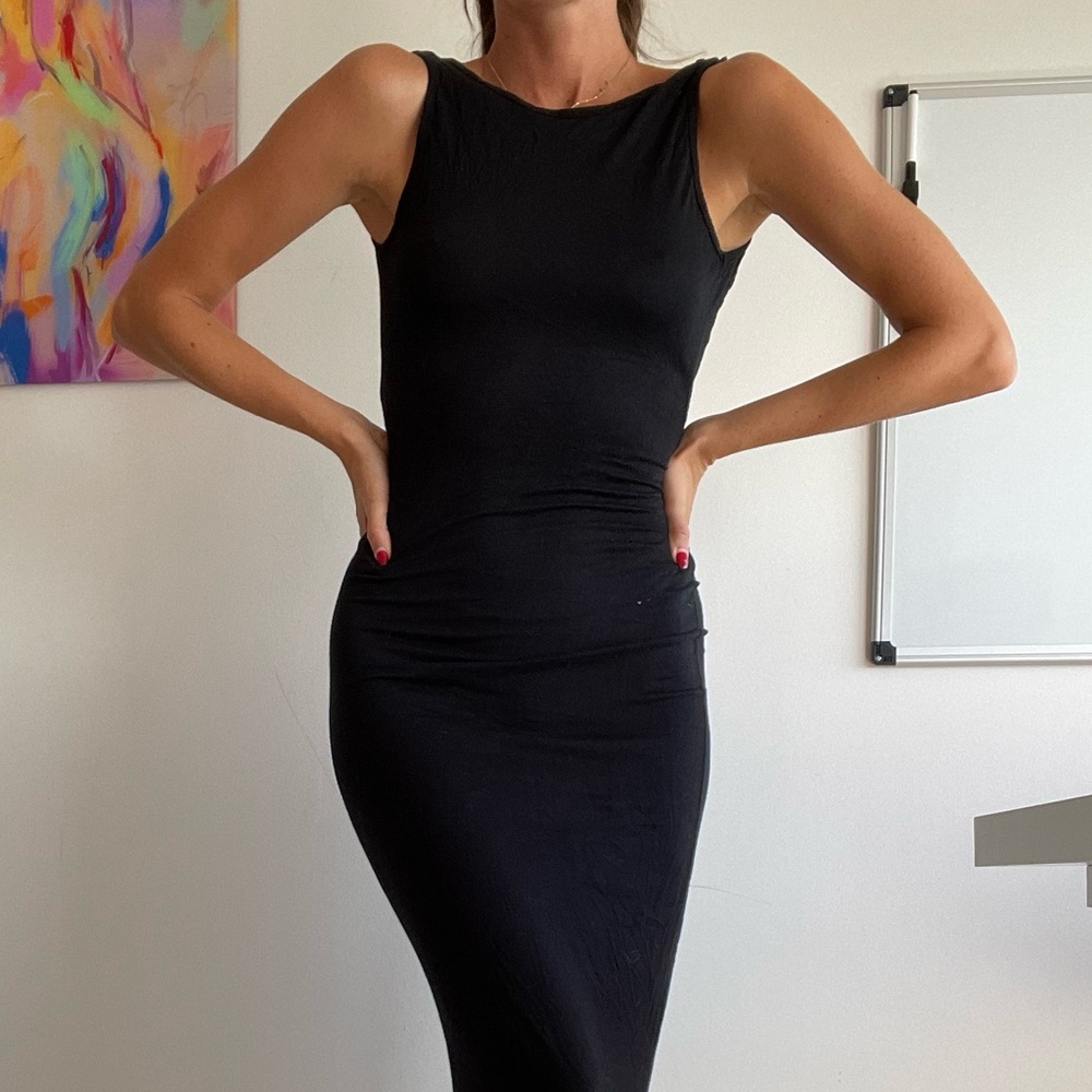 Black Slinky Cotten Dress Size Small